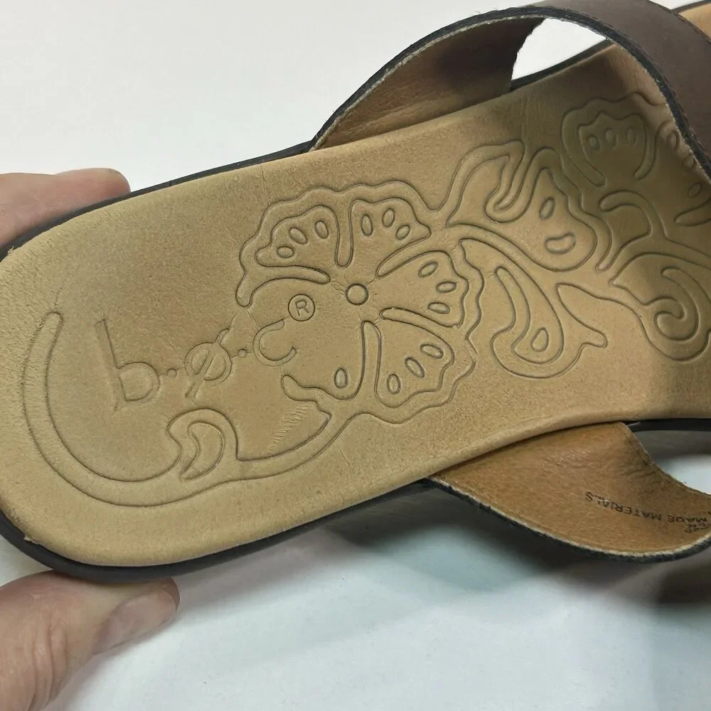 BOC Sandals Womens 8M Thong Flip Flops  Brown Faux Leather Casual - Picture 7 of 8